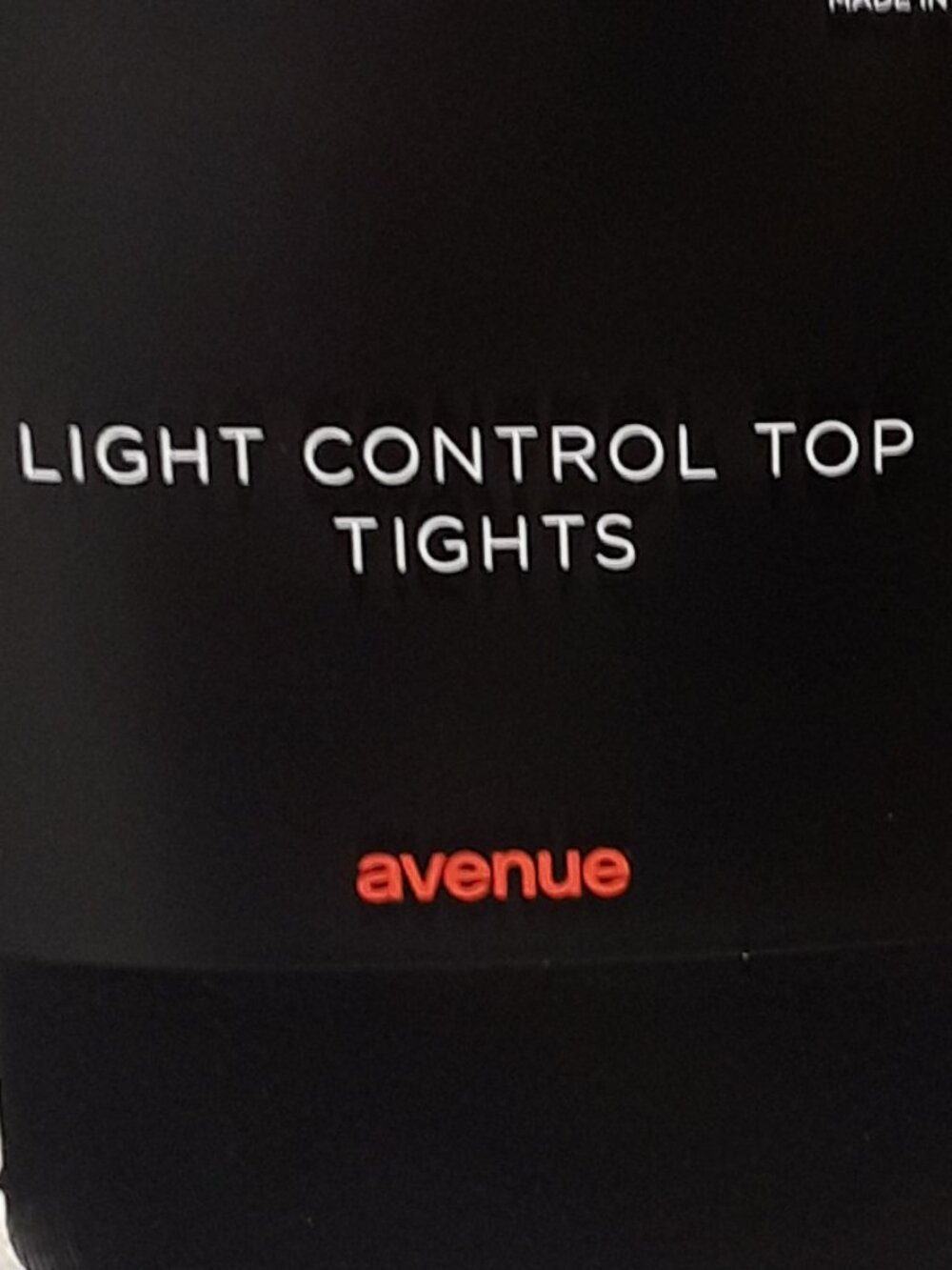 Lot of 2: Black Tights Light Control Top, Avenue, Size EE, New, Nylon/Spandex